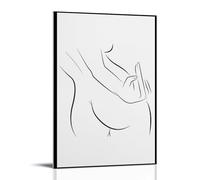 Abstract Female Middle Finger Gesture Black And White Line Art Silhouette Poster Poster Vintage Art, Wall Canvas, Decoration Aesthetic, Living Room, Kids Room Dormitory, Cafe, Bathroom, Suitable for B
