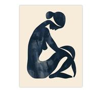 Abstract Female Silhouette Minimalist Painting Wall Art Print Artery8 Beige W18 inch x H24 inch