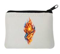 Abstract Fiery Elemental Face Neoprene Coin Purse Pouch 10x11cm White