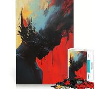 Abstract Figure in Black And Red Jigsaw Puzzles for Adults 1000 Pieces Think Smart Smooth Joint Home Activity Christmas Surprise (38x52cm)