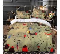 Abstract figures 3D Print 3 Piece Quilt Cover Surrealist art style Comforter Cover Set 3D Printed Breathable Microfiber Hidden Zipper for Teens Young Adults Single（140x200cm）