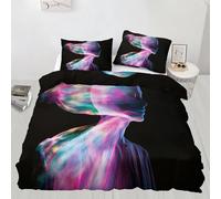 Abstract Figures Duvet Cover Set Neon Art 3D Printed Quilt Cover Sci-Fi Future Bedding Set Ultra Soft Comforter Cover for Teenagers,Children Super King Size