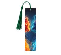 Abstract Fire Dragon Bookmark Galaxy Long Wooden Bookmark with Tassel Book Mark for Women Men Reading Page Markers Gifts for Book Lovers