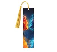 Abstract Fire Dragon Bookmark Galaxy Long Wooden Bookmark with Tassel Book Mark for Women Men Reading Page Markers Gifts for Book Lovers