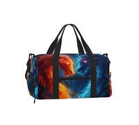 Abstract Fire Dragon Gym Bag for Men Women, Galaxy Long Weekend Travel Duffle Bag with Shoe Compartment,Water-Resistant Sport Overnight Tote Dance Yoga Carry On Holdall