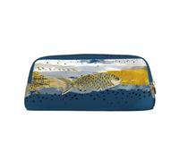 Abstract Fish And Stripes Print Pencil Case, Pencil Pouch with Zipper, Portable Stationery Organizer pencil bag - Office Travel