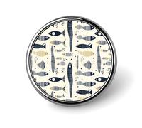 Abstract Fish Blue Print Enamel Pins for Backpack - Cute Jacket Coat Hat Bags Badge Pins, Funny Unique Novelty Button Pin Women Men Fashion Jewelry Accessories