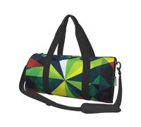 Abstract Flag Geometric National Printed Round Travel Duffel Bag Large Overnight Weekend Bags for Hiking, Vacations, Gym, Sports