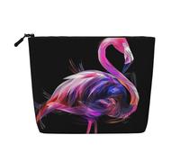 Abstract Flamingo Printed Travel Makeup Bag Imitation Linen Cosmetic Bags Waterproof Cosmetic Case Organizer for Women