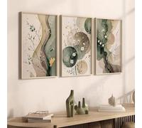 Abstract Floral Canvas Wall Art, Watercolor Botanical Prints, Minimalist Sage Green Painting For Boho Bedroom Decor(70x110cmx3/Frameless)