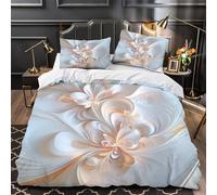 Abstract floral design 3D Digital Print Quilt Cover 3pcs 100% Microfibre Anti-Fade Zip Closure Modern digital Duvet Cover 2 Pillowcases Breathable Easy Care Bedding Boys Girls Room (135x200cm)