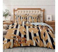 Abstract Floral Duvet Cover Set Single Size 135x200 cm | 3D Printed Modern Stripe Quilt Cover with Zipper Closure, Easy Care Bedding Set, Microfiber Quilt Bed Set H-575