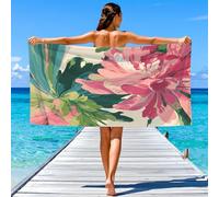 Abstract, Floral, Gentle Beach Towel 140 x 70 CM Microfibre Blossoms, Petals Pool Towels Sand Free Quick Dry, Swim Towels for Adult Ideal Vacation Gifts
