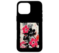 Abstract Floral Graffiti Street Art Japanese Pink Black Case for iPhone 16 Pro Max