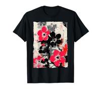 Abstract Floral Graffiti Street Art Japanese Pink Black T-Shirt