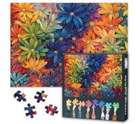 Abstract Floral Jigsaw Puzzle for Adults 1000 Pieces - Vibrant Blooms & Geometric Patterns Art with Premium Puzzle Board, Challenging Contemporary Botanical Puzzles(27.5x19.7 Inches)
