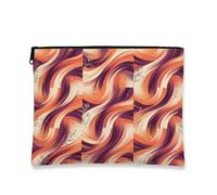 Abstract Floral Makeup Bag, Vibrant Swirl Cosmetic Travel Pouch for Women, Portable Canvas Zipper Organizer, Autumn Skincare Toiletry Case, Orange, 7x9 Inch, Bag