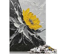 Abstract Floral Painting with Yellow Flower Puzzle for Adults And Teenagers 500 Pieces Wood Puzzle Jigsaws for Adults Family Activity Jigsaw Puzzles 500pcs (52x38cm)