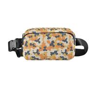 Abstract Floral Pattern Flowers Water Resistant Crossbody Bag Waist Packs with Adjustable Strap for Cycling Hiking Gym, Military Camouflage Army, One Size