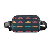 Abstract Floral Pattern Flowers Water Resistant Crossbody Bag Waist Packs with Adjustable Strap for Cycling Hiking Gym, Art Decor Mustache Pattern Retro Happy Fathers Day, One Size