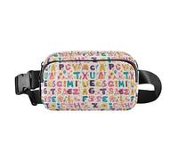 Abstract Floral Pattern Flowers Women Men Teens Cute Fanny Pack Waist Bag for Shopping Sports Work, Scandinavian Style Alphabet, One Size