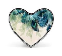 Abstract Floral Peacock Feathers Blue Green Leaves Heart Brooch Pin, Unisex Smooth Surface Lapel Tie Pin, Lightweight Badge Jewelry Crafts Decor for Costume Accessory Men Women