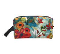 Abstract Floral Printed Makeup Bag Travel Portable Cosmetic Bag Large Capacity Makeup Case Toiletry Handbag Organiser for Women