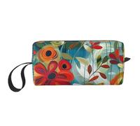 Abstract Floral Printed Travel Makeup Bag Portable Cosmetic Bag Makeup Case Toiletry Handbag Organiser for Women
