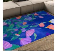Abstract Floral Rug 60x90cm Modern Creative Soft Living Room Rugs Low Pile Easy to Clean Carpet with Non-slip Backing for Bedroom Bedside Dining Room Under Kitchen Table Office Area Rug Blue