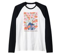 Abstract Floral Vase Rainbow Serenity Art Raglan Baseball Tee