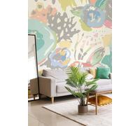 Abstract Floral Wall Mural Origin Murals Light Blue W350cm x H280cm