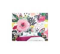 Abstract Floral Wall Mural Origin Murals Navy W350cm x H280cm