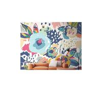 Abstract Floral Wall Mural Origin Murals Raspberry W300cm x H240cm