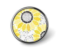 Abstract Floral Yellow Sunflowers Round Brooch Pin, Unisex Smooth Surface Lapel Tie Pin, Lightweight Badge Jewelry Crafts Decor for Costume Accessory Men Women