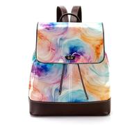 Abstract Flow Modern Art Pattern Women Laptop Backpack, PU Leather Daypack Fashion Rucksack Travel Shoulder Bag