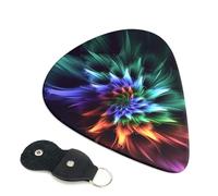 Abstract Flower 6 Pack Guitar Picks With Holder, Personalized Guitar Plectrums Non-Slip Portable Ukulele Bass Picks 0.46mm For Acoustic Guitar Lovers Gifts