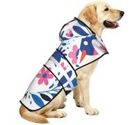 Abstract Flower Bush Waterproof Dog Raincoat And Rain Jacket For Small Medium Large Dogs With Reflective Stripes And Adjustable Belly Strap