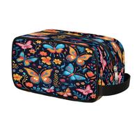 Abstract Flower Butterfly Floral Toiletry Bag for Travel, Cosmetic Makeup Bag Waterproof Polyester Shaving Bag for Men Women Kids, Portable Organizer for Bathroom Gym Vacation
