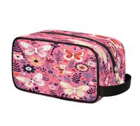 Abstract Flower Butterfly Pattern Toiletry Bag for Travel, Cosmetic Makeup Bag Waterproof Polyester Shaving Bag for Men Women Kids, Portable Organizer for Bathroom Gym Vacation