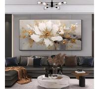 Abstract Flower Oil Painting Print on Canvas Large Wall Art Minimalist White Floral Prints Picture for Living Room Decor 80x160cm(31x63in) Frameless