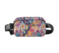 Abstract Flower Tree Pattern Colorful Oil Painting Trendy Crossbody Bag Waist Packs for Women Men Teenagers Multipurpose Crossbody Sling Bag with Adjustable Strap for Workout Running Hiking