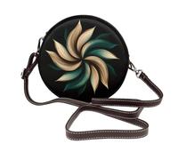 Abstract Flower Women Round Crossbody Bags Leather Sling Bag Purse