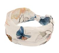 Abstract Flowers and Flying Butterflies Watercolor Pattern Sports Headbands for Women, Elastic Sports Hair Bands Nurse Wide Turban for Workouts Yoga Gym Tennis
