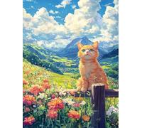 Abstract Flowers Cats 50 Piece Jigsaw Puzzle for Adults, Creativity, Challenging and Difficult Puzzle, Brain Teaser Puzzles for Adults 50 Pieces for The Whole for Women, Men
