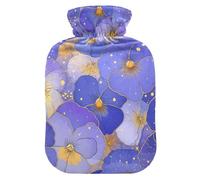Abstract Flowers Purple Pansies hot Waterbottle with Soft Cover, 2L hot Water Bag for Neck Shoulder Warmer, Neck and Shoulder Pain Relief, Bolsa de calor para Dolor Menstrual