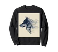 Abstract Flowing Line Wolf Head Profile Animal Art Sweatshirt