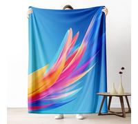 Abstract Flowing Ribbon Sherpa Fleece Blanket Woven Gradient Flannel Throw Blanket Soft Azure Plush Blanket for Bed Sofa, Warm Winter Bedding for Adults, 220x240 cm