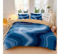 Abstract Fluid Art Duvet Cover Emerald Teal Green and Gold Marble Print Bedding Set Soft Microfiber Quilt Cover for Bedroom Decor (style1,Single135x200cm+65x65cm*2)