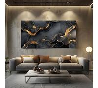 Abstract Fluid Canvas Prints Wall Art Elegant Gold Paintings for Living Room and Bedroom, Frameless Watercolor Ink Painting Artwork Home Decorations 70x140cm