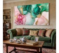 Abstract Fluid Canvas Wall Art Unframed Luxury Marble Artwork Modern Ink Splash Wall Decor for Bedroom, Living Room Hallway or Entryway Home Decoration with Hooks Nails 80x120 cm